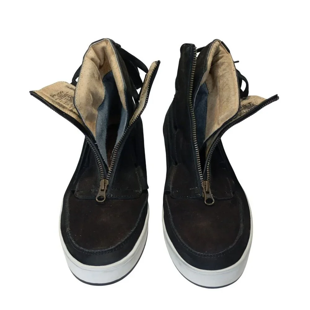 McNdo Kyoto High-Top Sneakers With Zipper & Lace Details Size 11 USA Mens Black